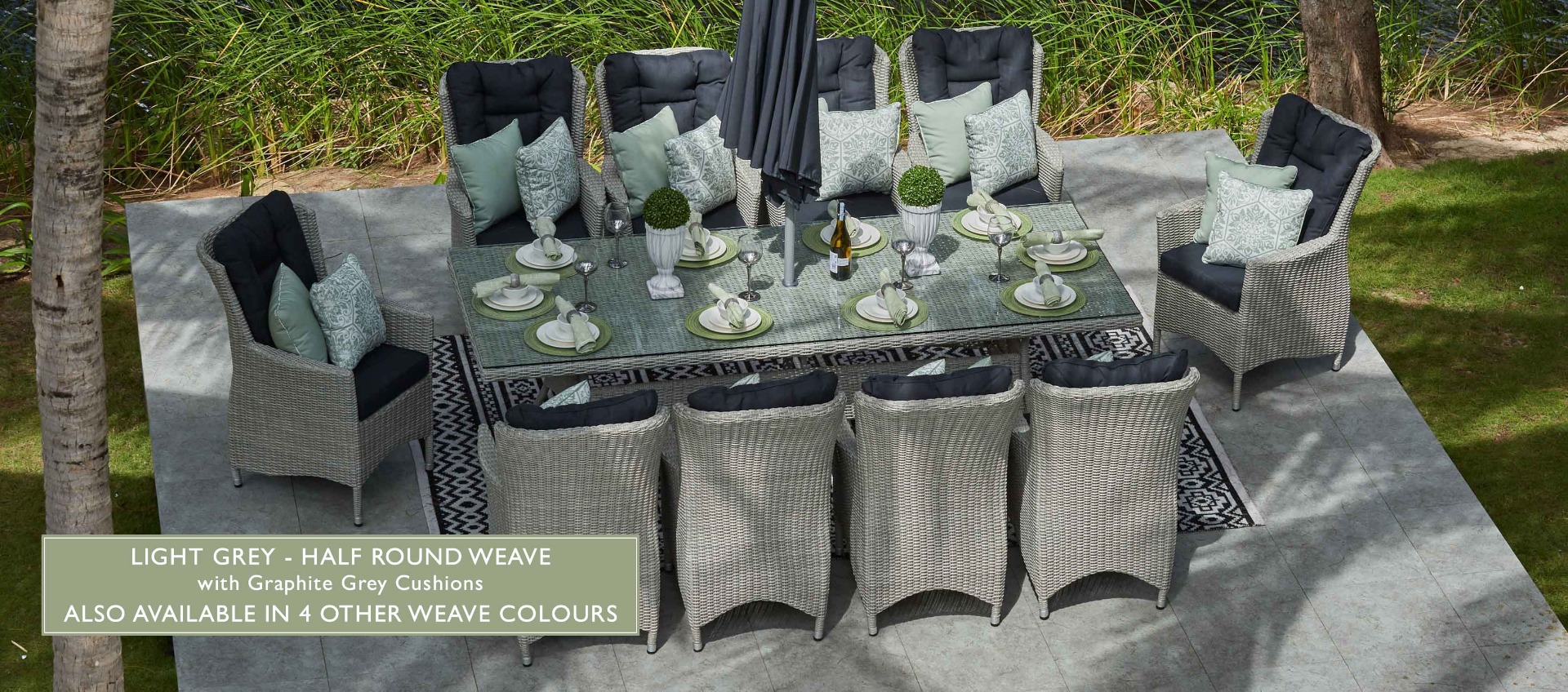 Turnbury 10 Seat Rectangle Garden Dining Set Moda