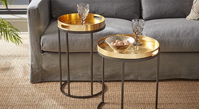 Set of 2 Brass Nesting Tables