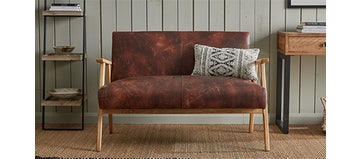 Tan Leather 2 Seat Sofa