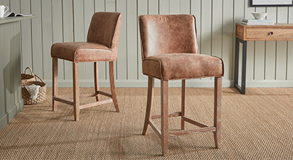 Two Carrington Leather Bar Stools