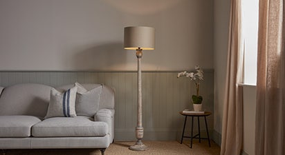 Grey Wash Wooden Floor Lamp