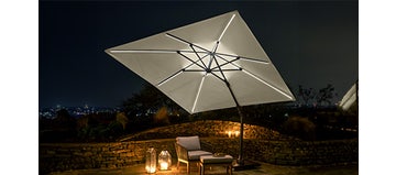 LED Light Up Cantilever Parasol Set - Square