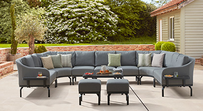 Belgravia 6A - Angled U Shaped Sofa with Coffee Table and Footstools