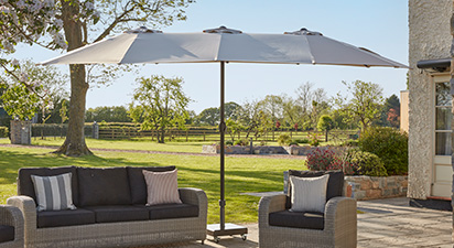 Grey Twin Umbrella Parasol 2.6 x 4.5M