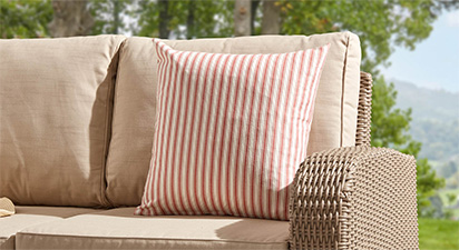 Falmouth Raspberry Ticking Stripe Cushion