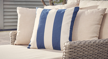 Porth Navy Wide Stripe Cushion