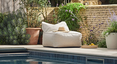 Indoor Outdoor Beanbag Lounger - Ecru