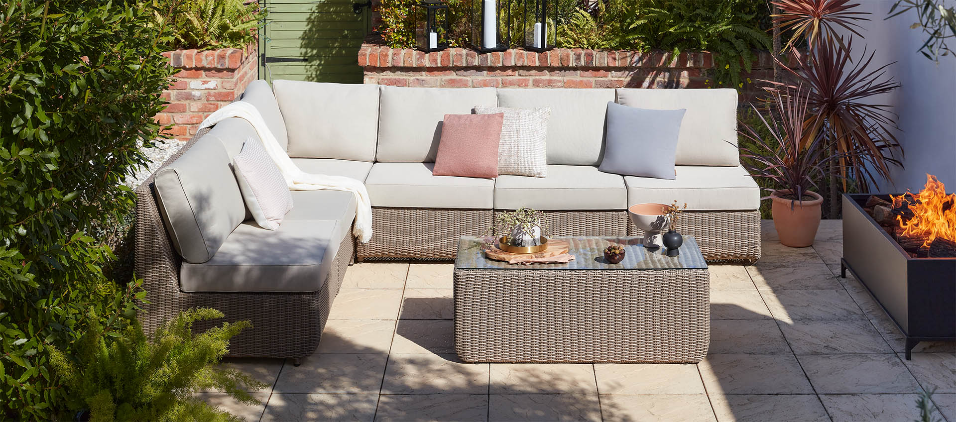 Rattan corner sofa store set in stock
