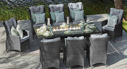 Turnbury 8SF - 8 Seat Firepit Dining Set