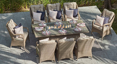 Eton 8SF - 8 Seat Firepit Dining Set