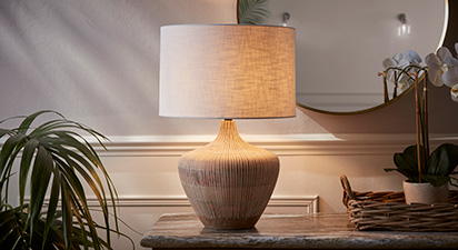 White Washed Wood Table Lamp