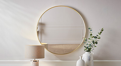 Large Weaver Round Mirror Gold
