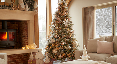 Snowy Alpine Fir Christmas Tree with Pinecones - Small 6ft