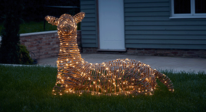Light Up Wicker Sitting Deer - H67cm