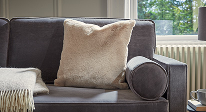 Taupe Faux Fur Cushion 45x45cm