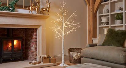 Lit White Birch Tree - Large 6ft