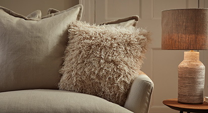 Beige Faux Fur Cushion 45x45cm