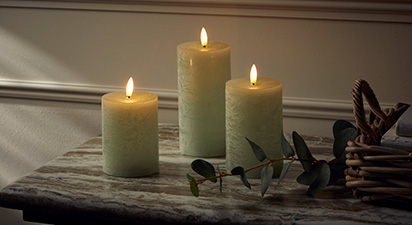 Set of 3 LED Candles Sage