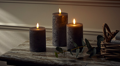 Set of 3 LED Candles Slate