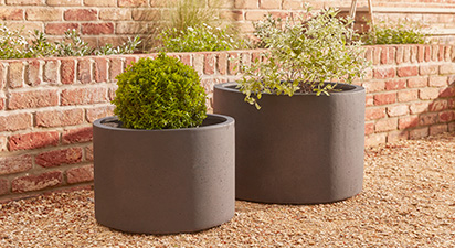 Set of 2 Granite Plant Pots