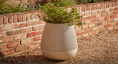 White Ribbed Planter