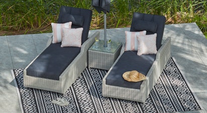 ALISA - 2 x Sun Loungers with Side Table & Parasol
