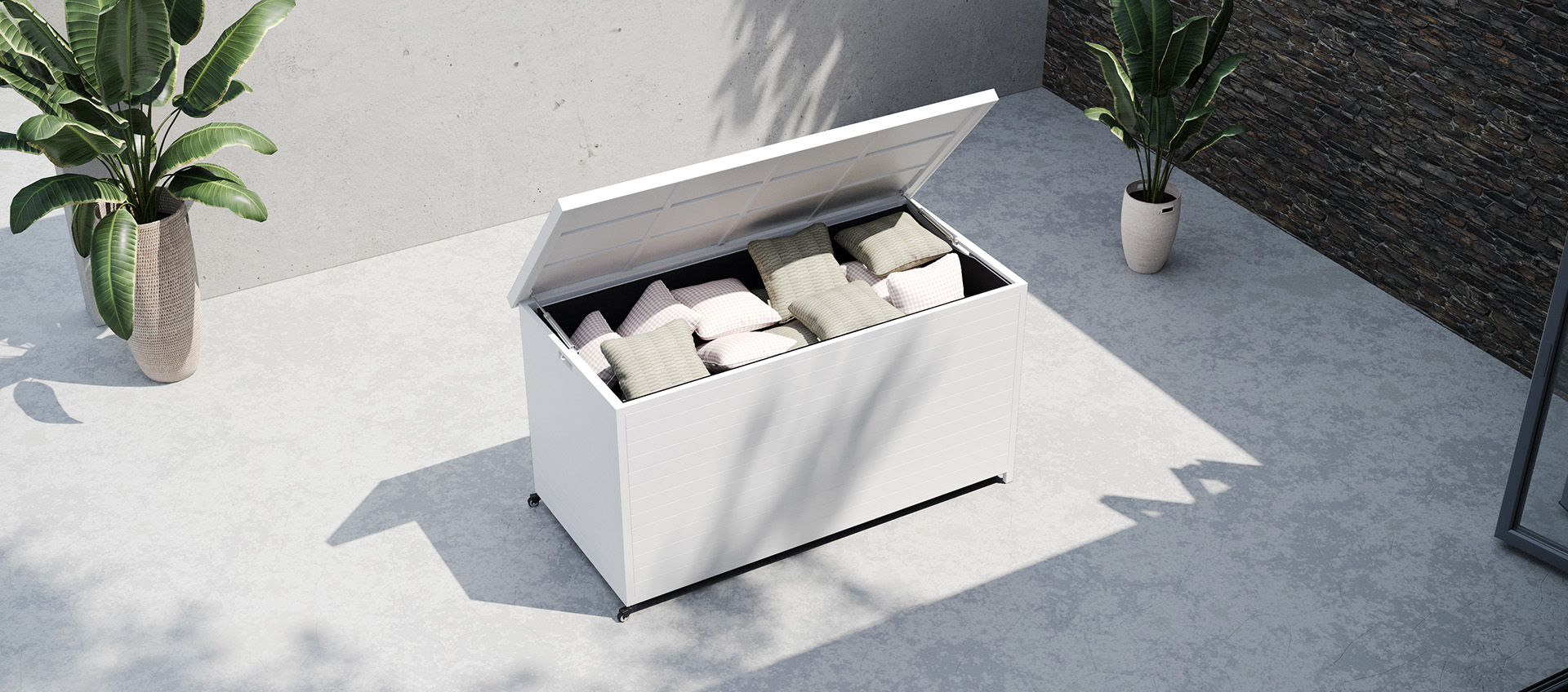White storage boxes store