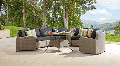 Arc 38 - Half Moon Sofa with Dining Table & Drinks Cooler - Light Grey