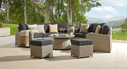 Arc 42 - Half Moon Sofa with Coffee Table & Footstools - Light Grey