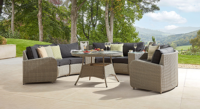 Arc 45 - Half Moon Sofa with Dining Table - Light Grey