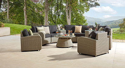 Arc 9 - Half Moon Sofa with Coffee Table, Drinks Cooler and Armchairs