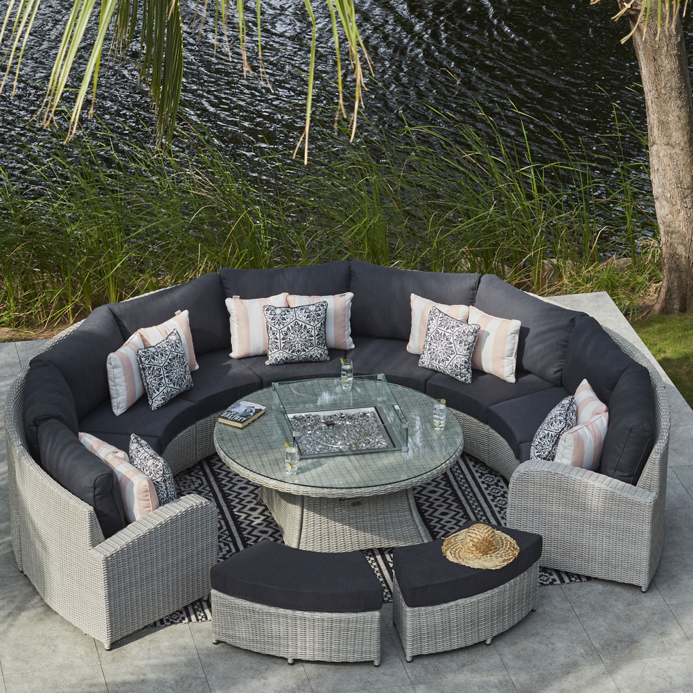 Half moon outdoor sofa outlet with fire pit