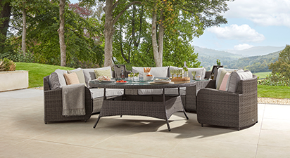 Arc 31 - Half Moon Sofa with 180cm Round Dining Table - Grey
