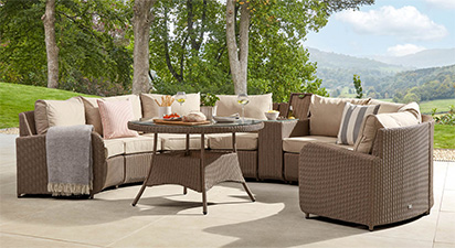 Arc 38 - Half Moon Sofa with Dining Table & Drinsk Cooler - Natural