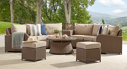 Arc 42 - Half Moon Sofa with Coffee Table & Footstools - Natural