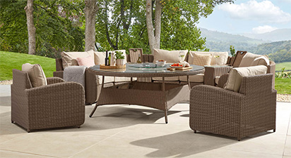 Arc 56 - Half Moon Sofa with Dining Table & Armchairs - Natural