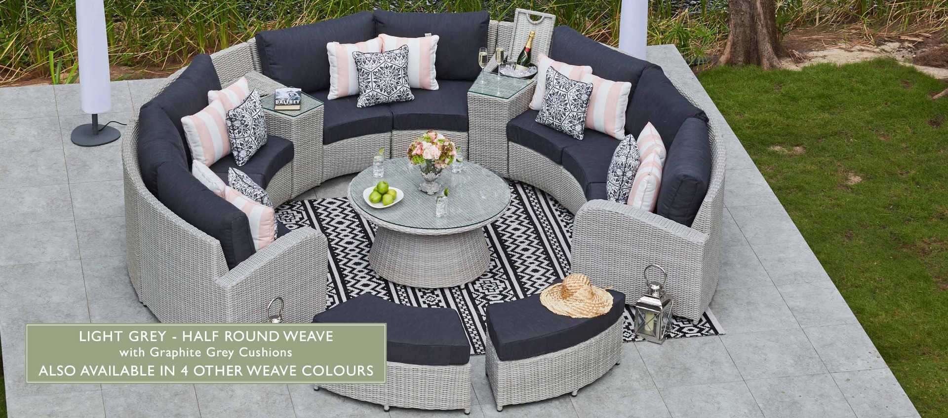 Half moon clearance sofa garden