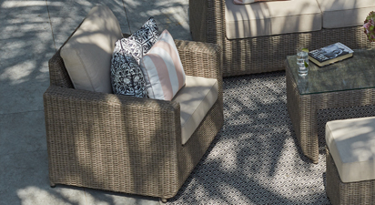 PRIMO 2 x RATTAN GARDEN ARMCHAIRS - NATURAL