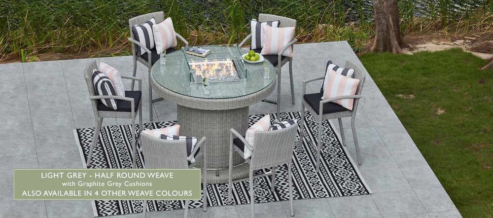Stacking Bar Stools And Gas Fire Pit, Outdoor Dining Set With Fire Pit Grey
