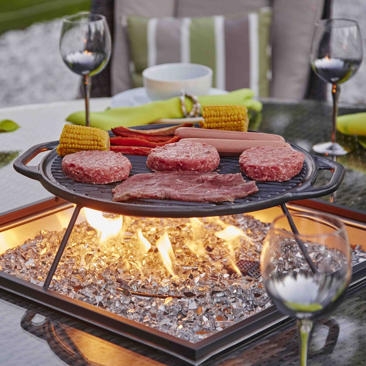 Luxury Bbq Griddle For Square Gas Fire Pit
