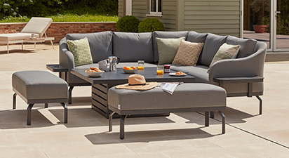 Belgravia 1K - Corner Sofa with Square Rising Table and Benches