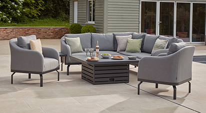 Belgravia 1L - Corner Sofa with Square Rising Table and Armchairs