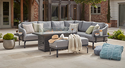 Belgravia 2E - Extended Corner Sofa with Gas Fire Pit Coffee Table