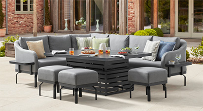 Belgravia 2H - Extended Corner Sofa with Rising Table and Footstools