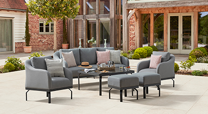 Belgravia 11C - 3 Seat Sofa with Coffee Table, Footstools and Armchairs