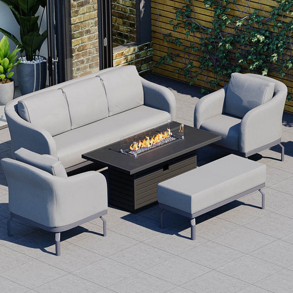Belgravia 11d 3 Seat Sofa Set With Gas Fire Pit Coffee Table And Bench