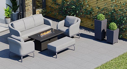 Belgravia 11D - 3 Seat Sofa Set with Gas Fire Pit Coffee Table and Bench
