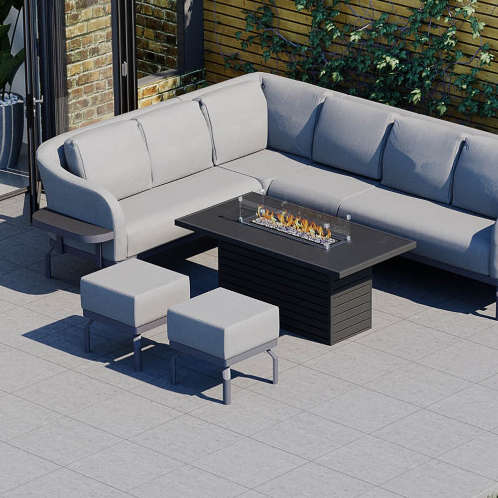 Belgravia 2e Extended Corner Sofa With Gas Fire Pit Coffee Table