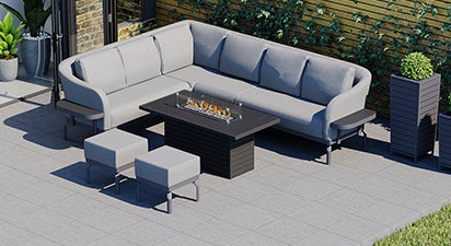 Belgravia 2E - Extended Corner Sofa with Gas Fire Pit Coffee Table