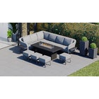 Belgravia 2G - Extended Corner Sofa Combo with Gas Fire Pit Dining Table & Footstools